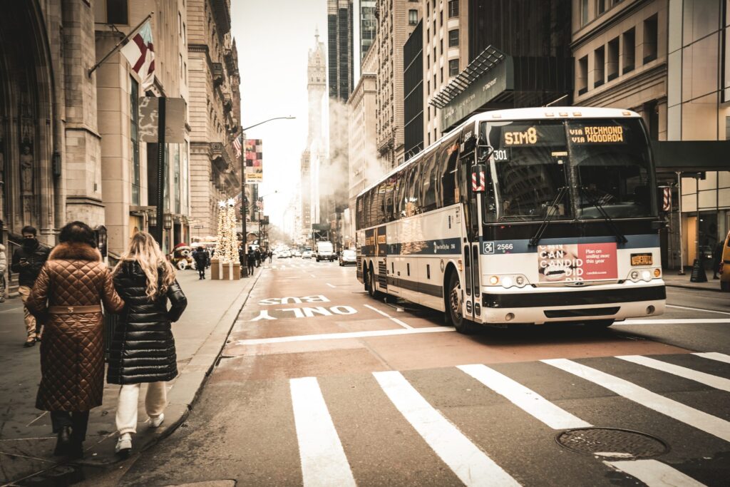 a bus-only lane on an urban road