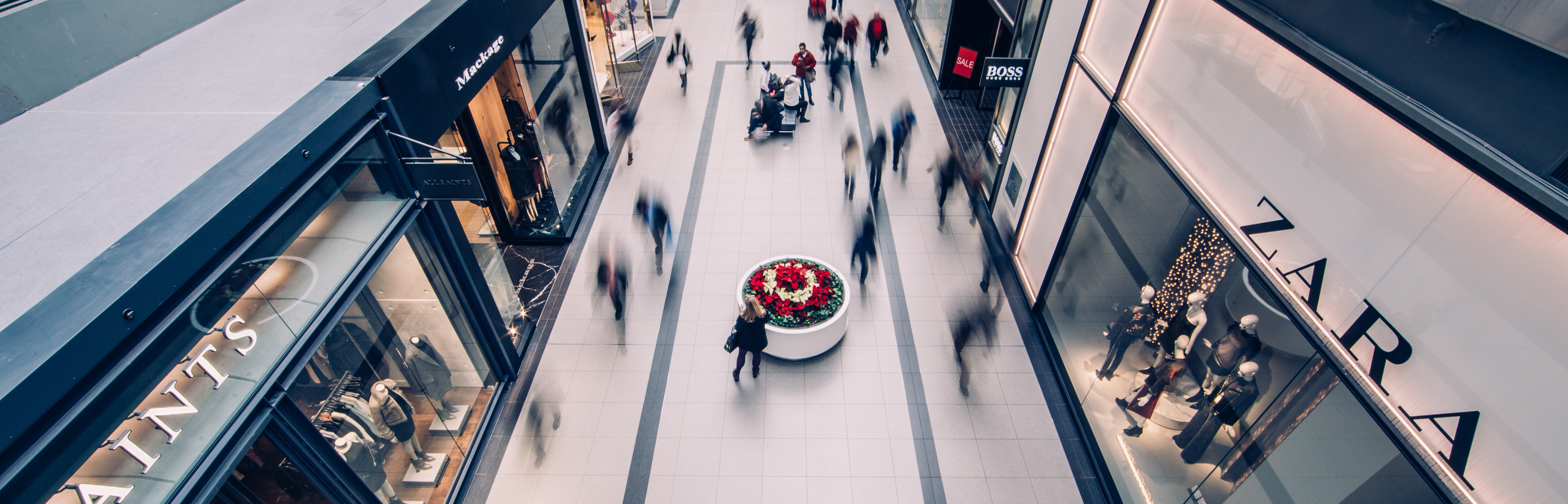 aerial view of mall traffic