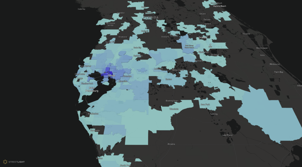 Origin-Destination analysis for Raymond James Satdium event traffic