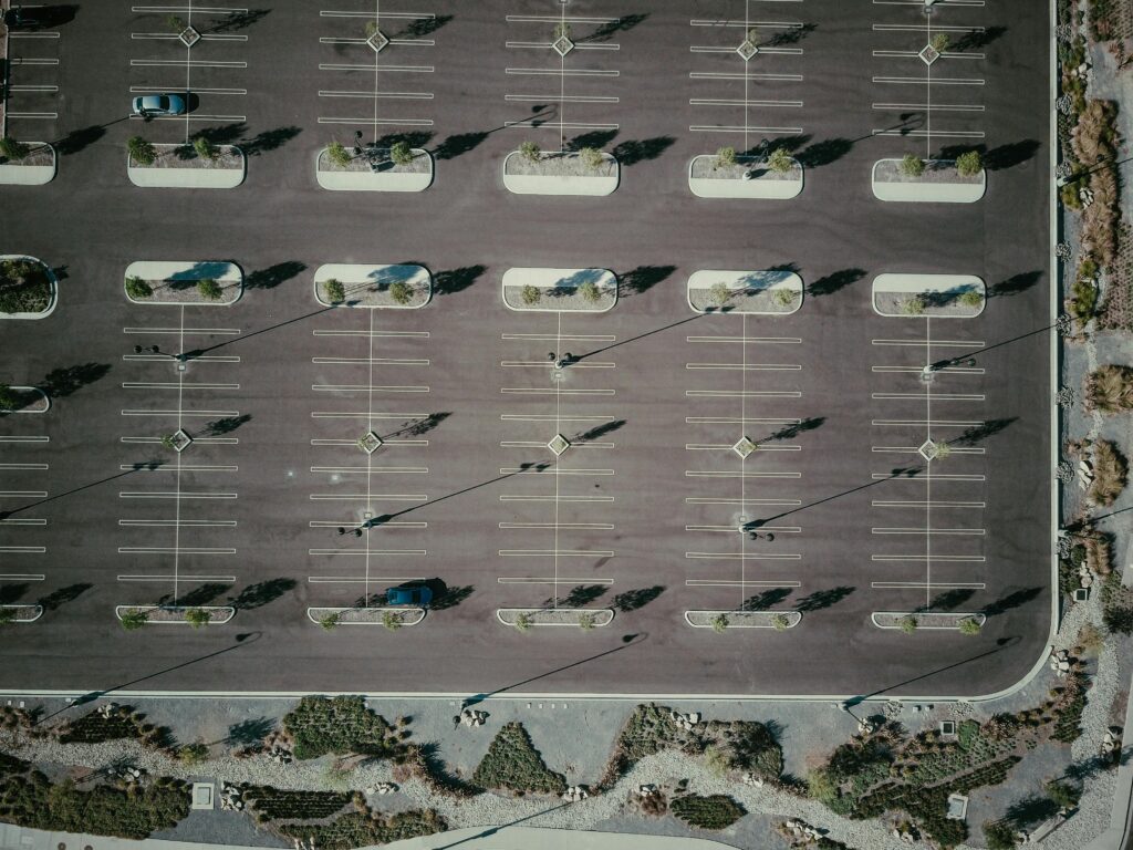 parking lot with hundreds of spots empty