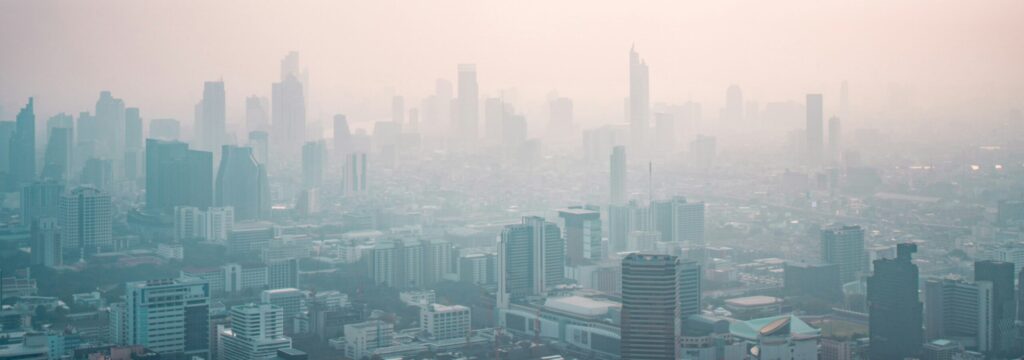 smog over city skyline