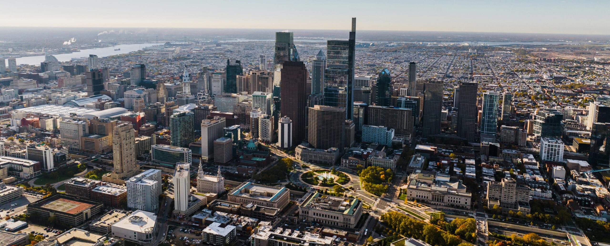 philadelphia downtown aerial view